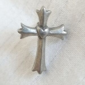 Bob Siemon Designs Pewter Cross Heart Pin